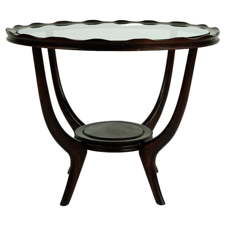 Circular Italian Mid-Century Glass Top Coffee Table Attr. to Carlo di Carli