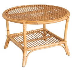 Tavolino circolare in rattan italiano