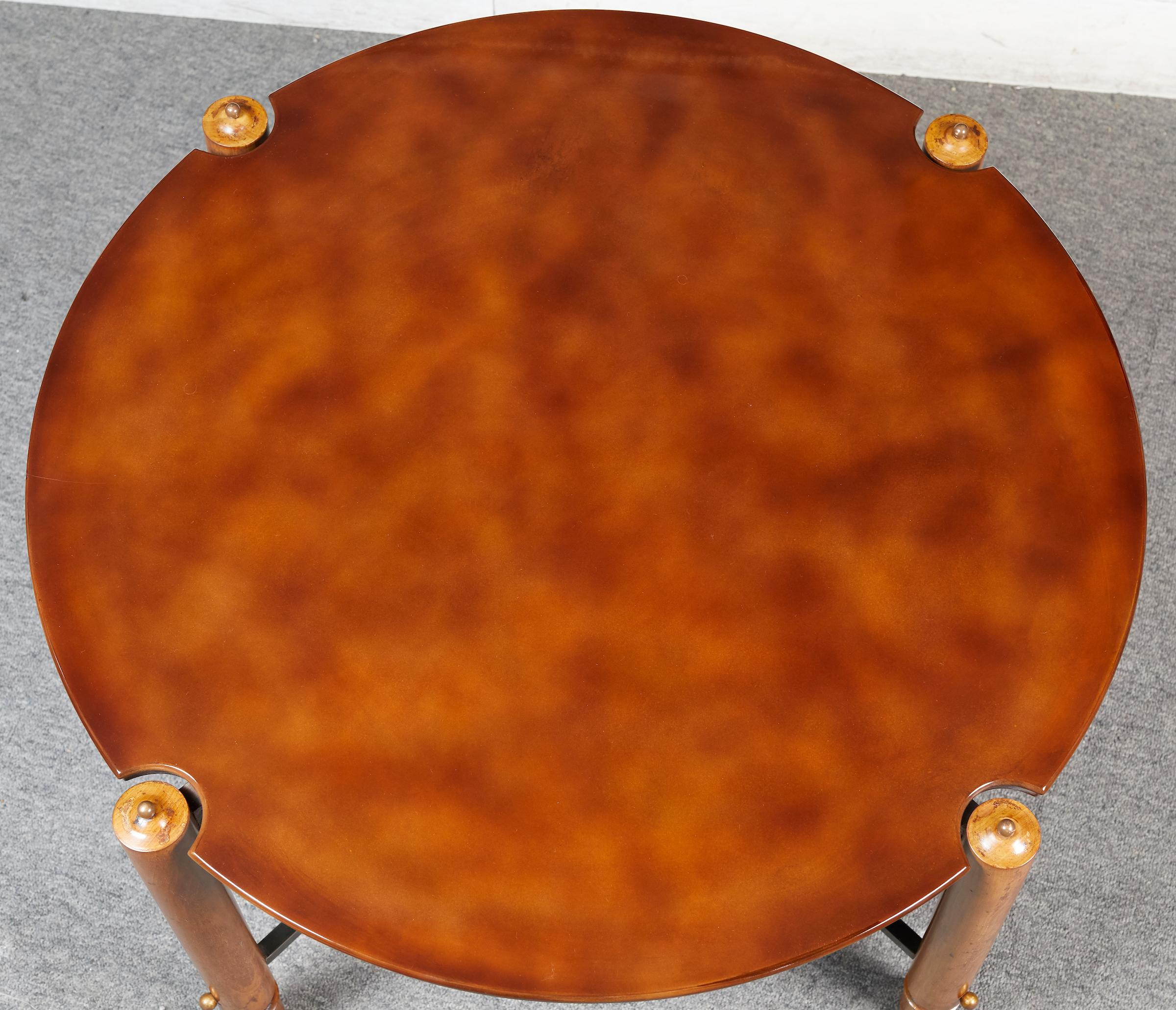 Circular Lacquered Wood Low Table by Jules Leleu In Good Condition For Sale In Montreal, QC
