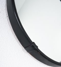Circular Leather Wrapped Mirror Attributed Pace