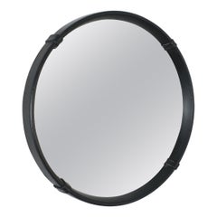 Circular Leather Wrapped Mirror Attributed Pace