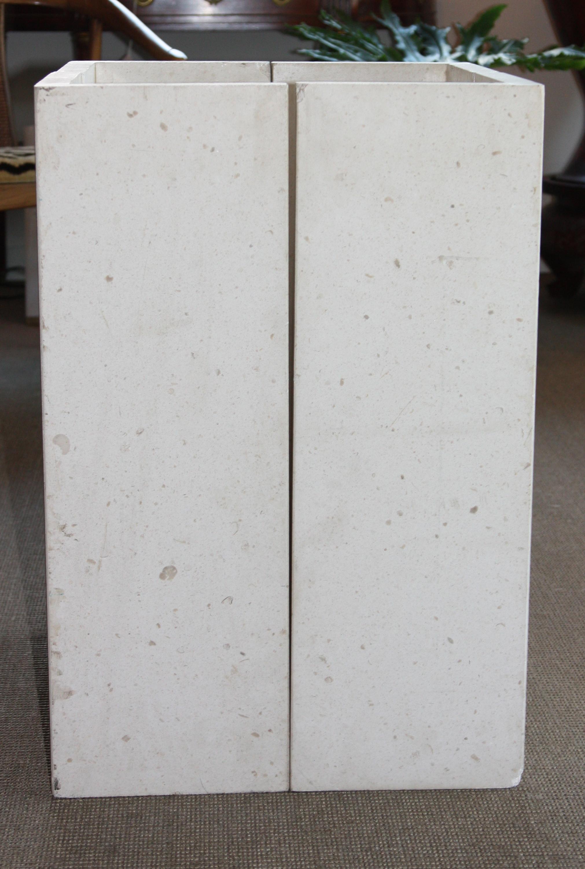 20th Century Circular Limestone Table With Modular Square Base For Sale