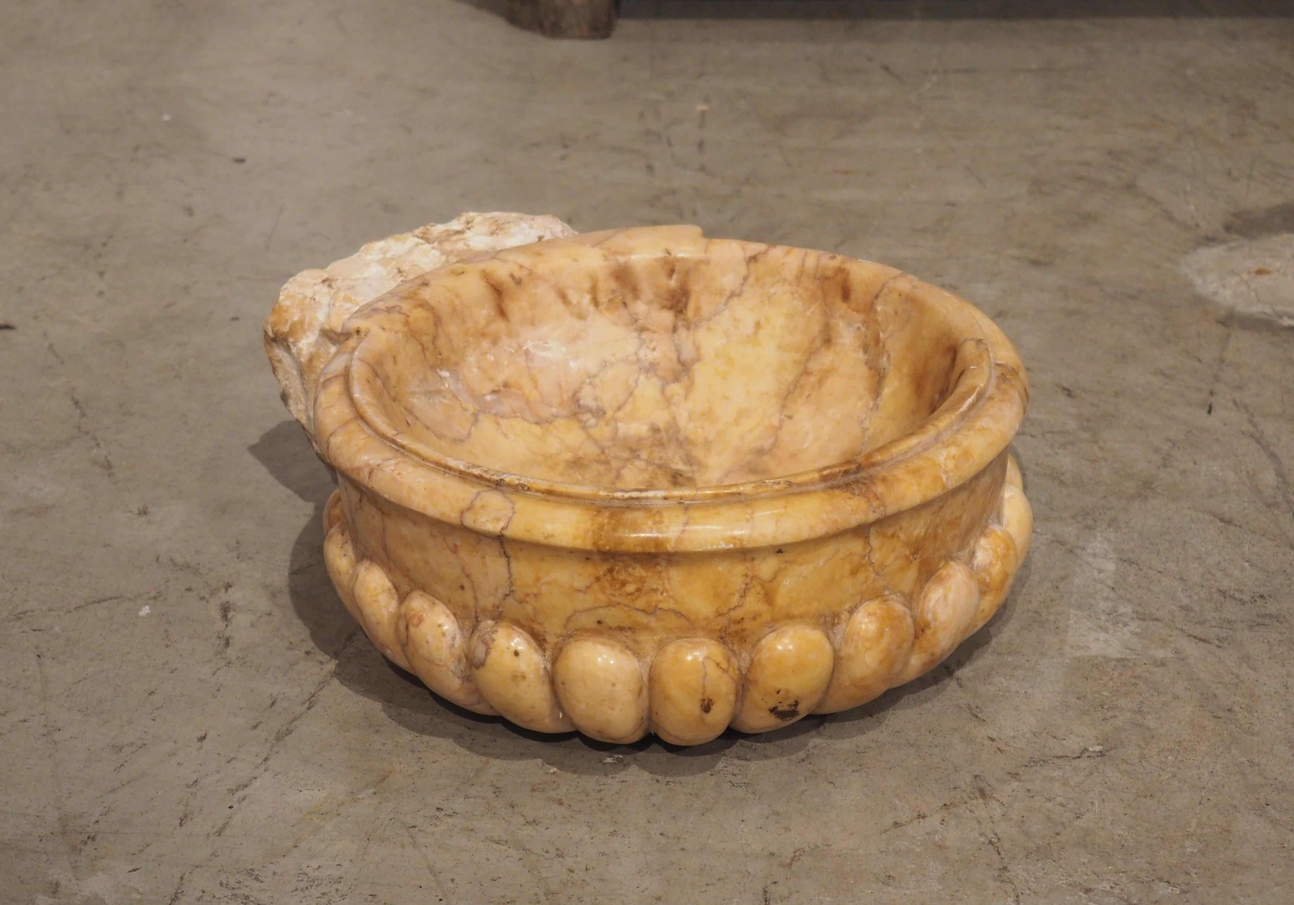 Circular Lobed Marble Font Basin from Italy For Sale 7