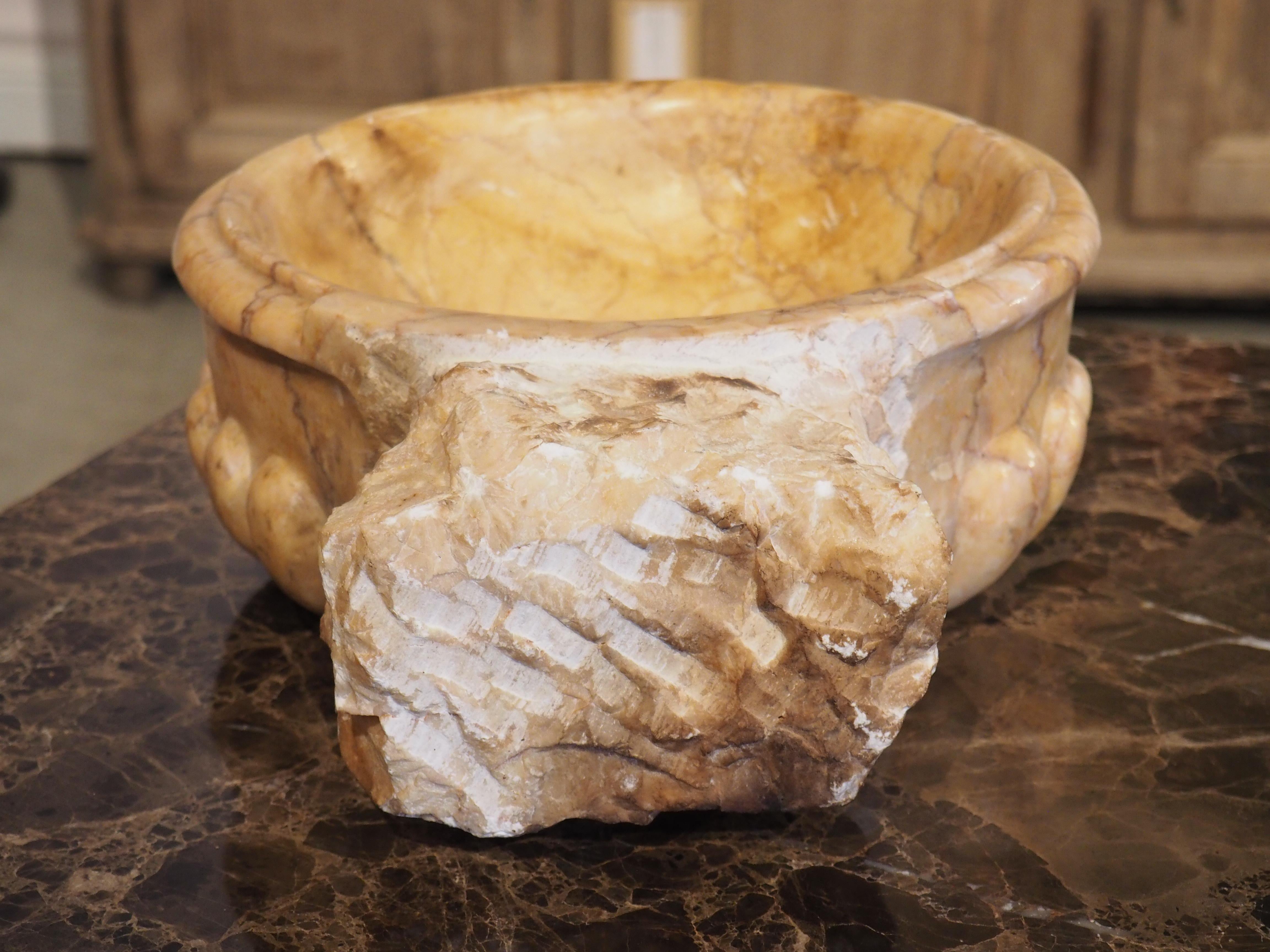 Contemporary Circular Lobed Marble Font Basin from Italy For Sale