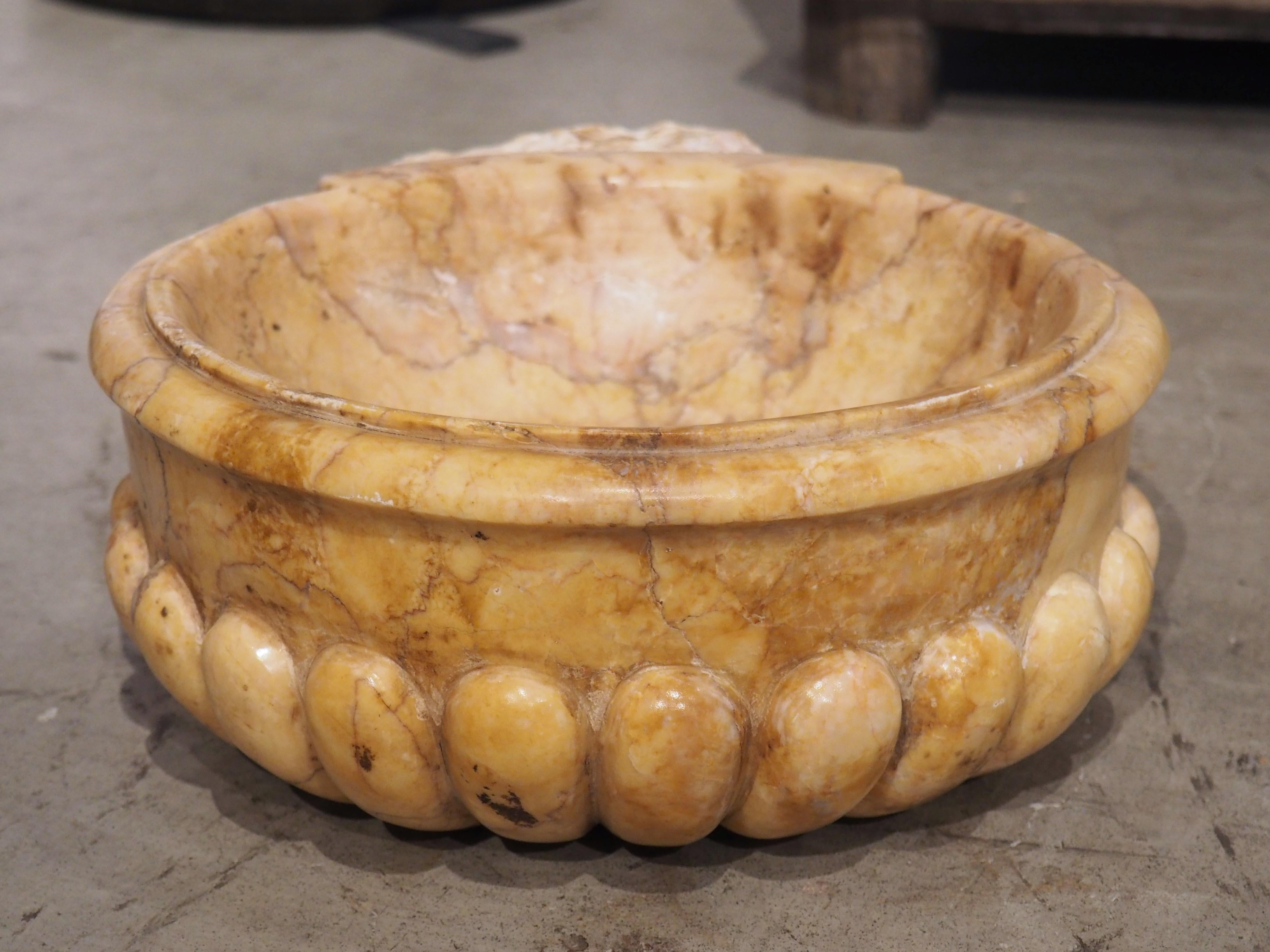 Circular Lobed Marble Font Basin from Italy For Sale 2