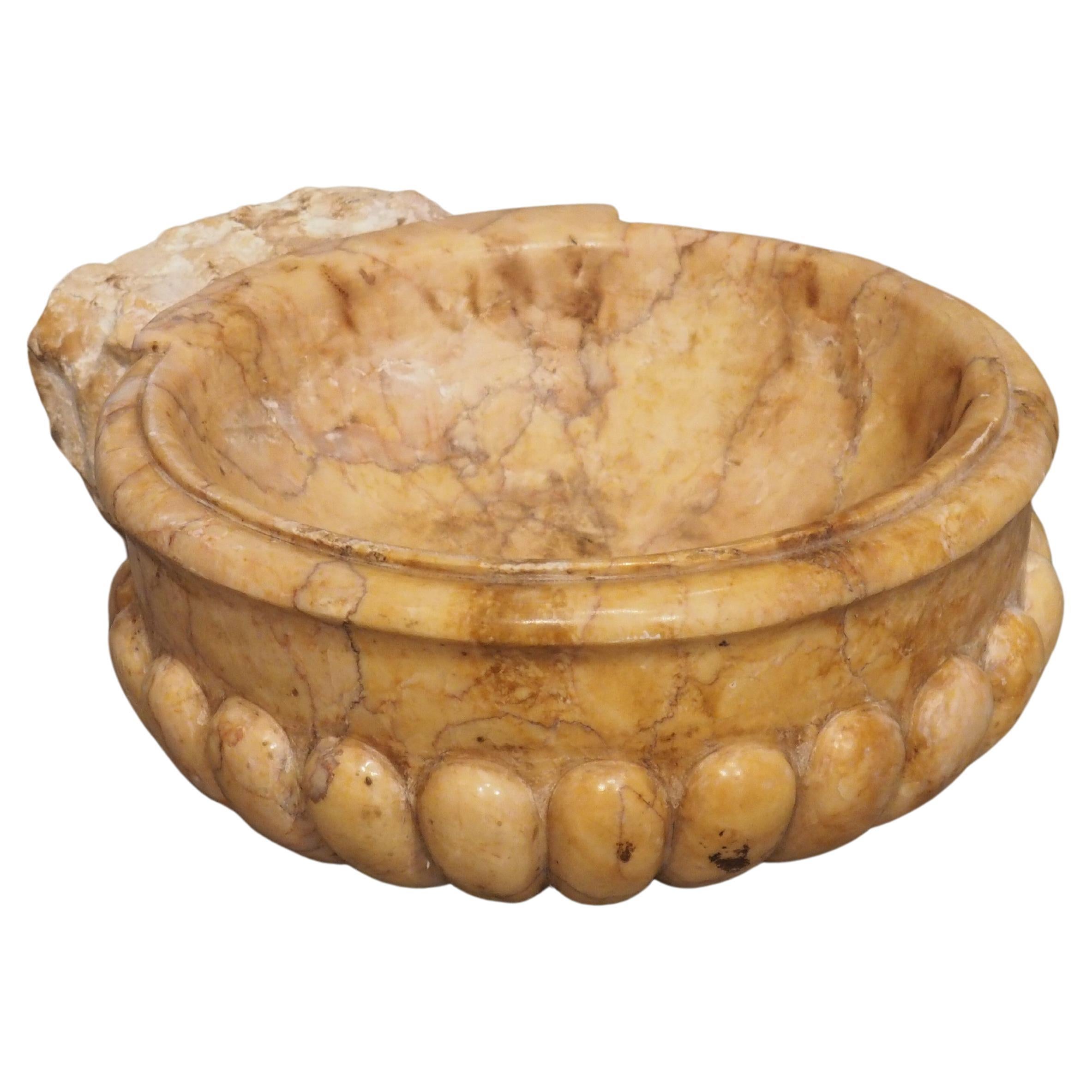 Circular Lobed Marble Font Basin from Italy For Sale