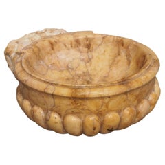 Vintage Circular Lobed Marble Font Basin from Italy