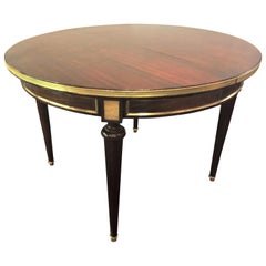 French Designer, Louis XVI Center, Dining Table, Mahogany, Bronze, France, 1940s