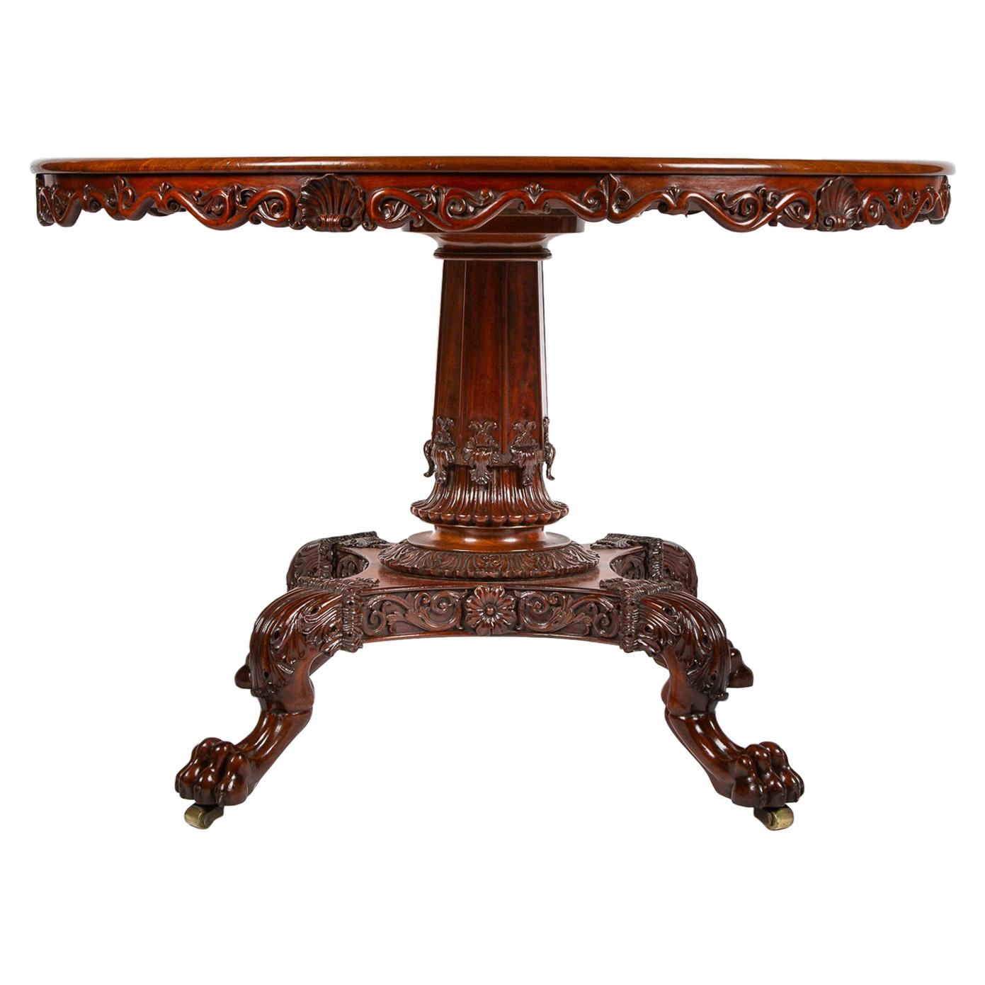 Circular Mahogany Center Table, Danish, circa 1840 For Sale