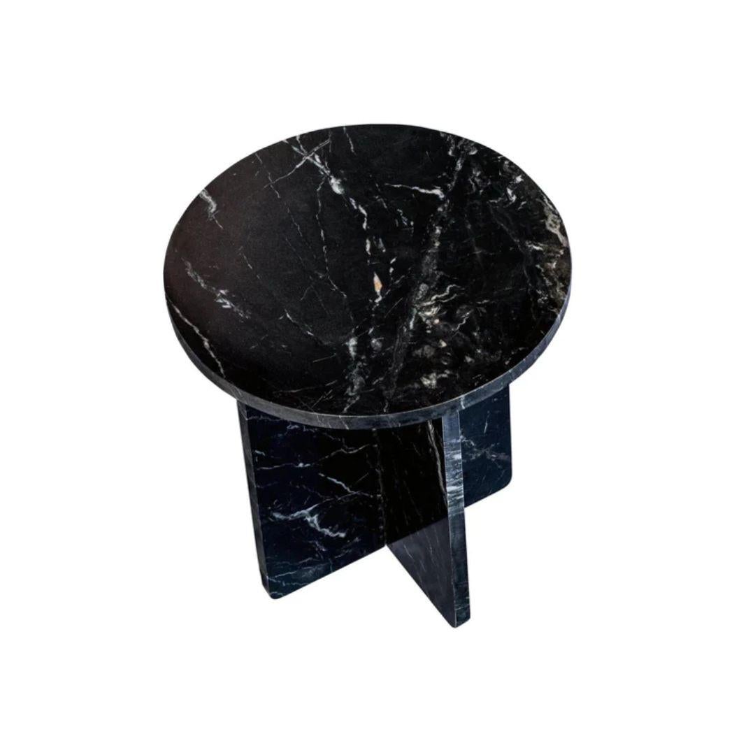 Indian Circular Marble Side Table For Sale