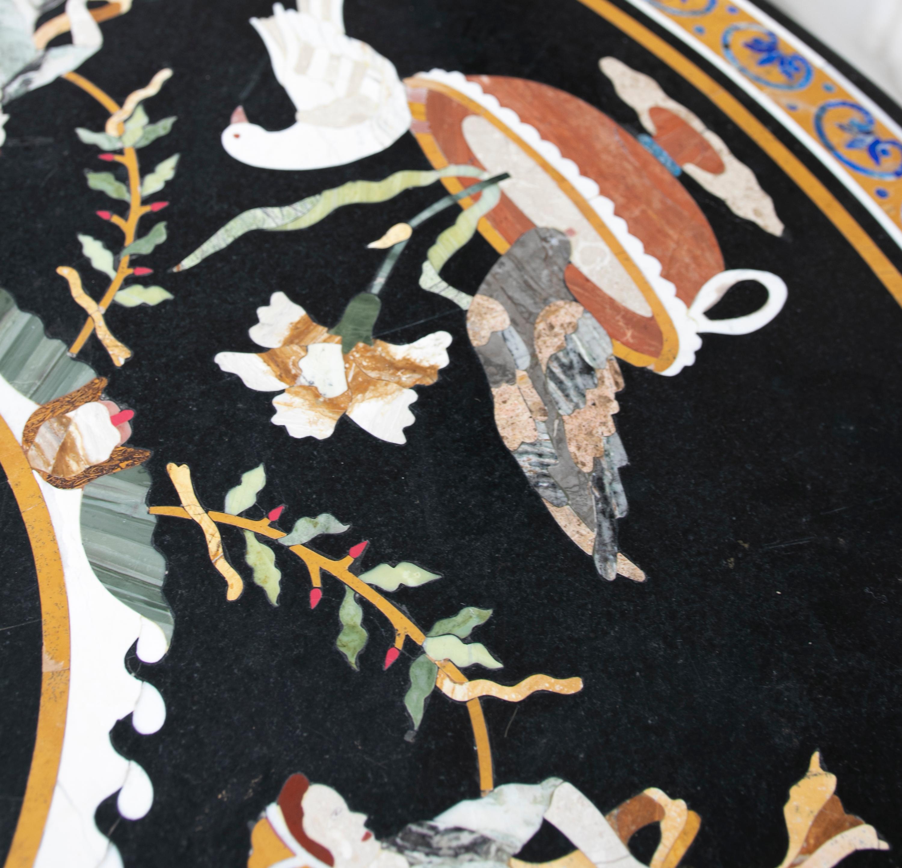 Circular Marble Table Inlaid with Hard Stones of Greek Scenes For Sale 9