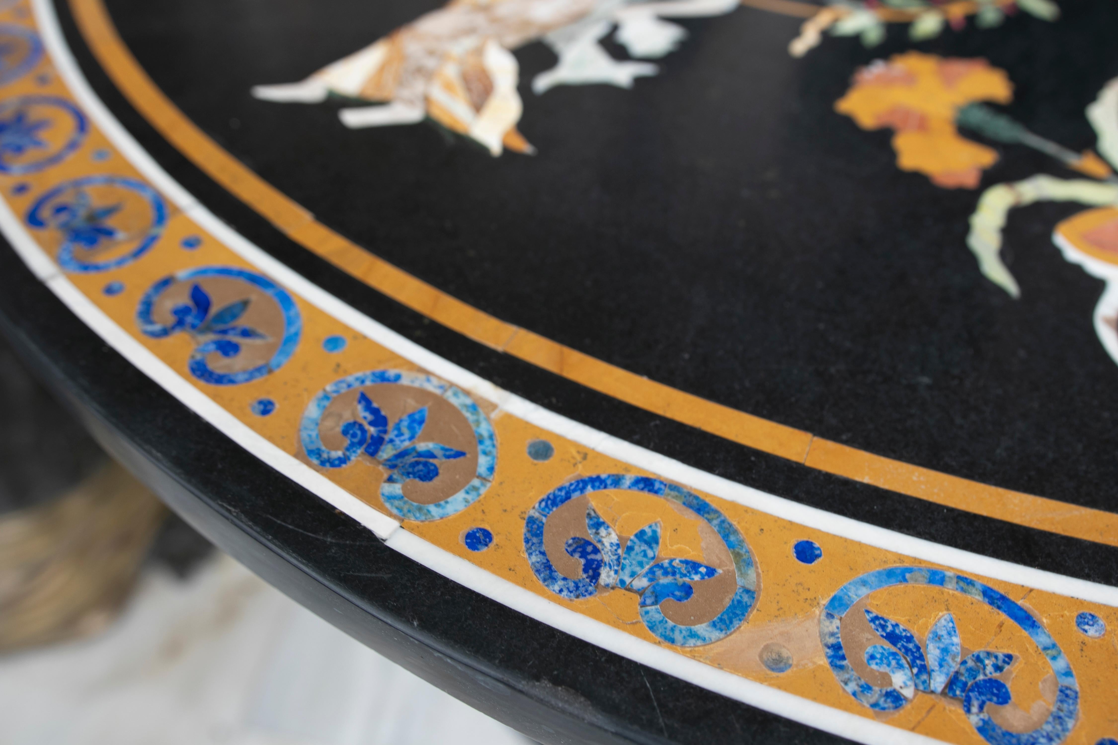 Circular Marble Table Inlaid with Hard Stones of Greek Scenes For Sale 12