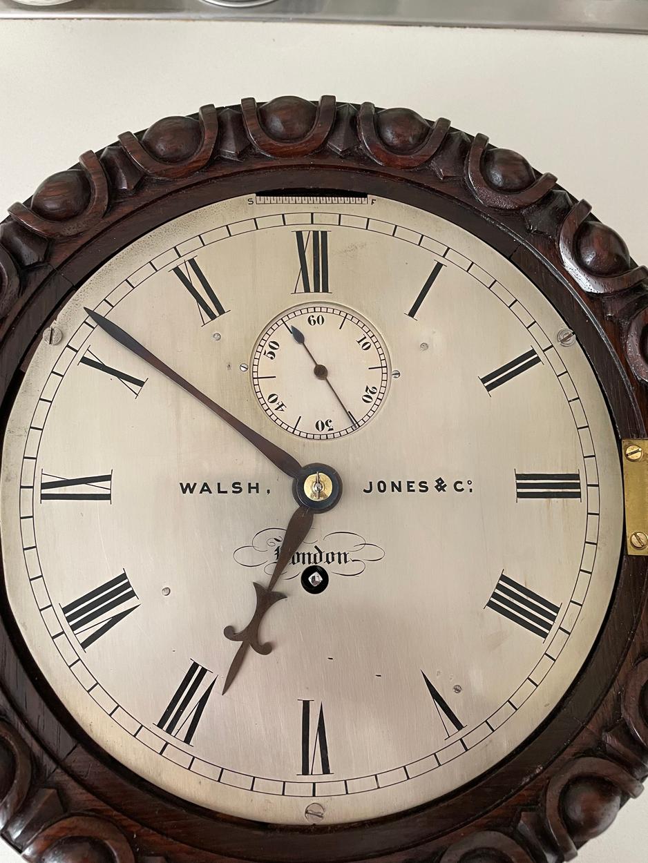Britannique Rare horloge murale marine en chêne présentée par Walsh Jones & Co Melbourne, 19ème siècle en vente