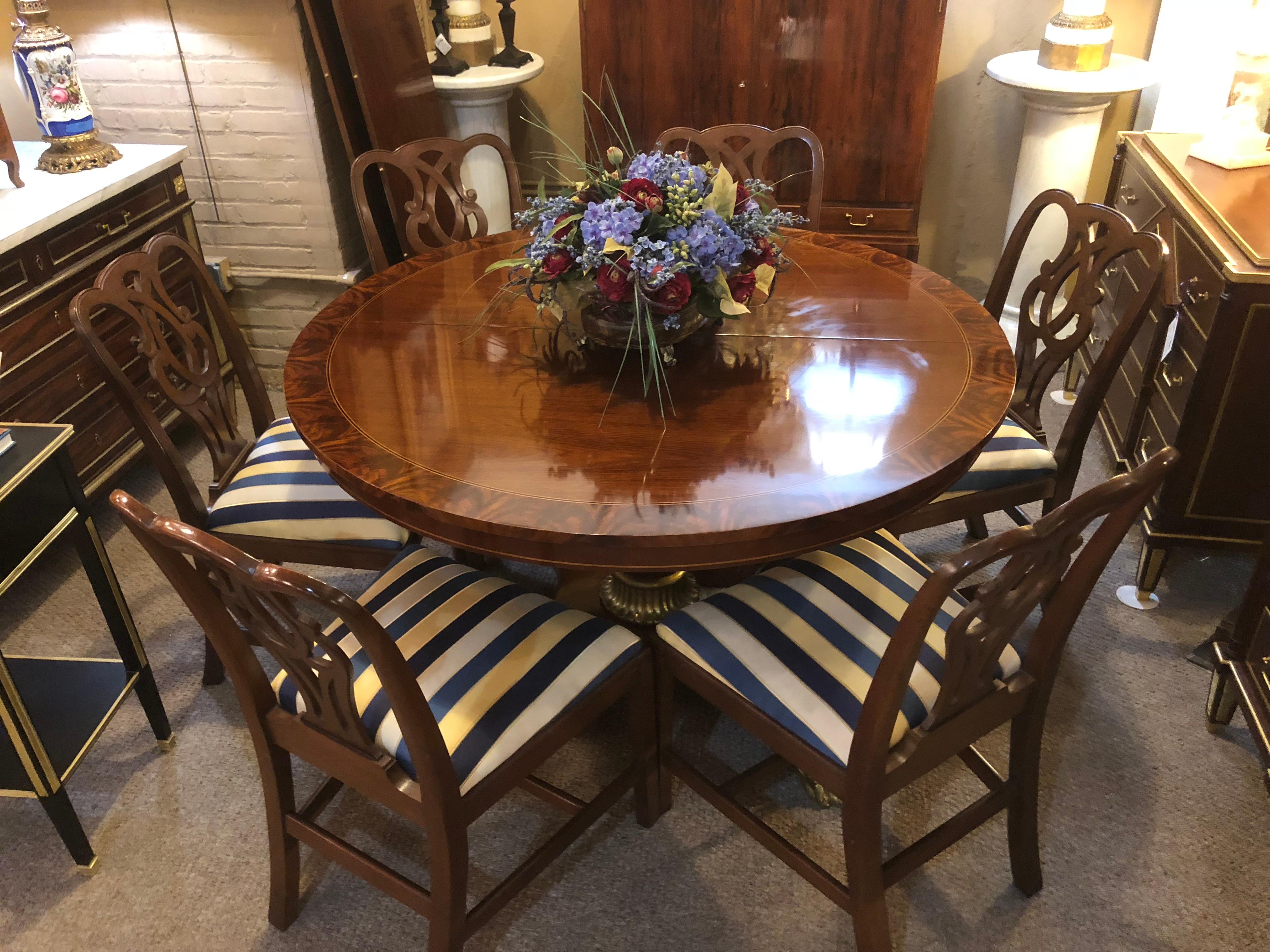Circular MCM Kindel Rosewood Banded Dining or Center Table with Two Leaves 8