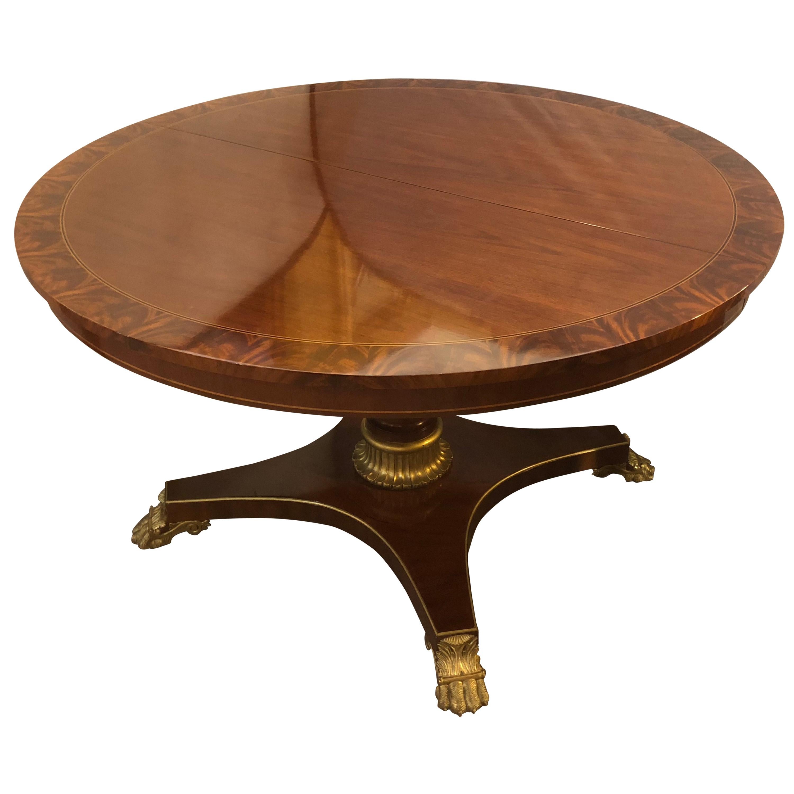 Circular MCM Kindel Rosewood Banded Dining or Center Table with Two Leaves