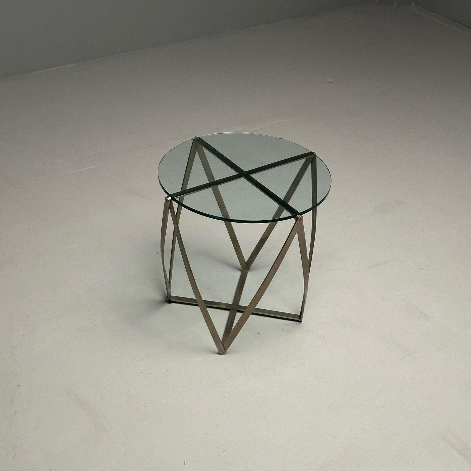 Late 20th Century Circular Mid-Century Modern Aluminum Side / End Table by John Vesey, Sculptural For Sale