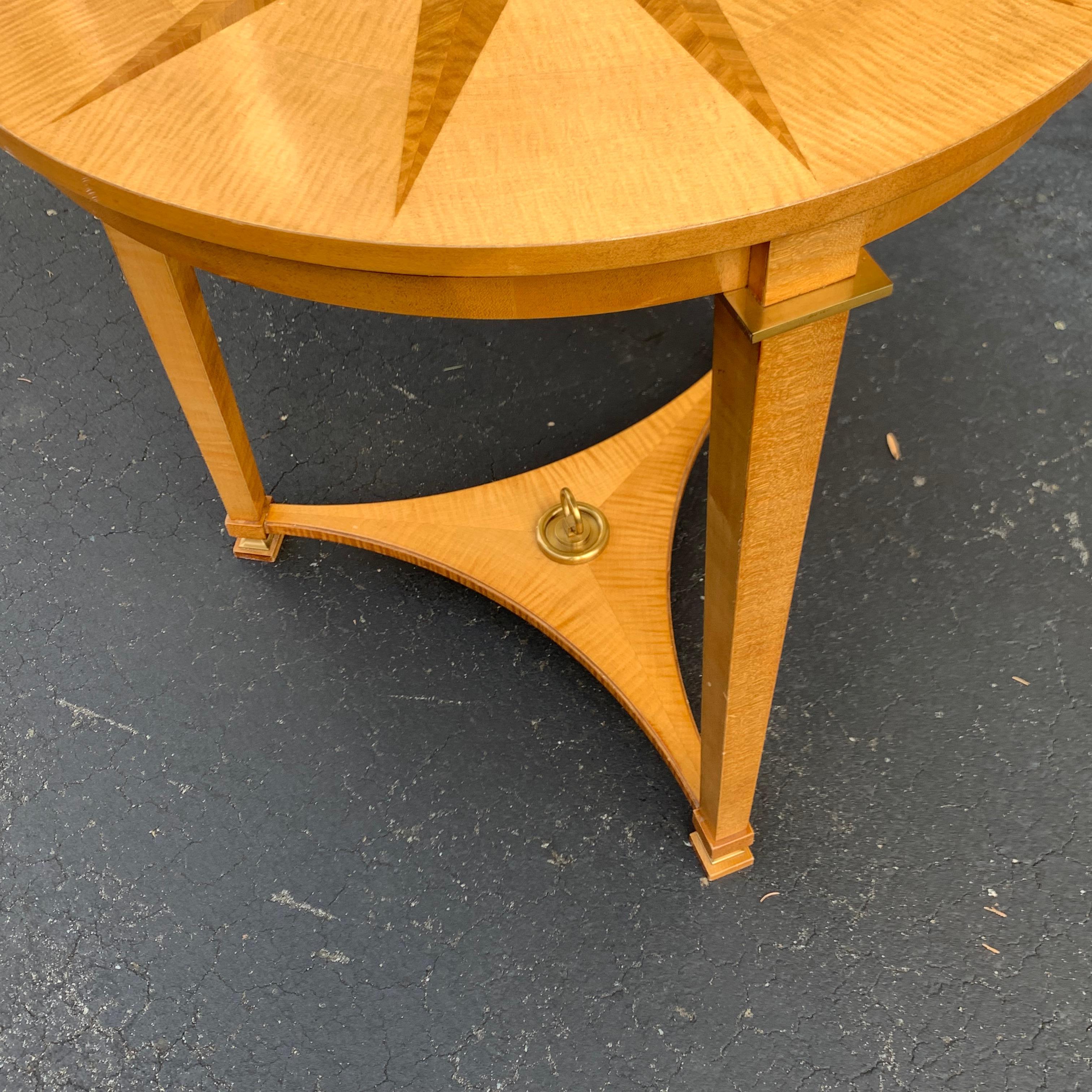 Circular Midcentury Sunburst Inlaid Gueridon Table, the André Arbus Collection 4