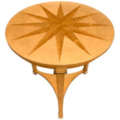 Circular Midcentury Sunburst Inlaid Gueridon Table, the André Arbus Collection