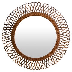 Vintage Circular mirror in hand-woven rush, Italy 1970.  Product details  Dimensions: 70