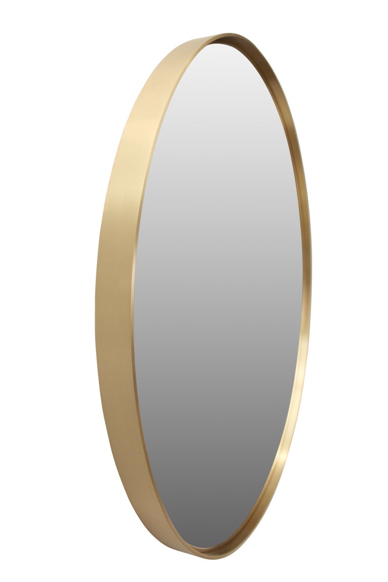 Circular Mirror in Satin Finished Brass For Sale at 1stdibs