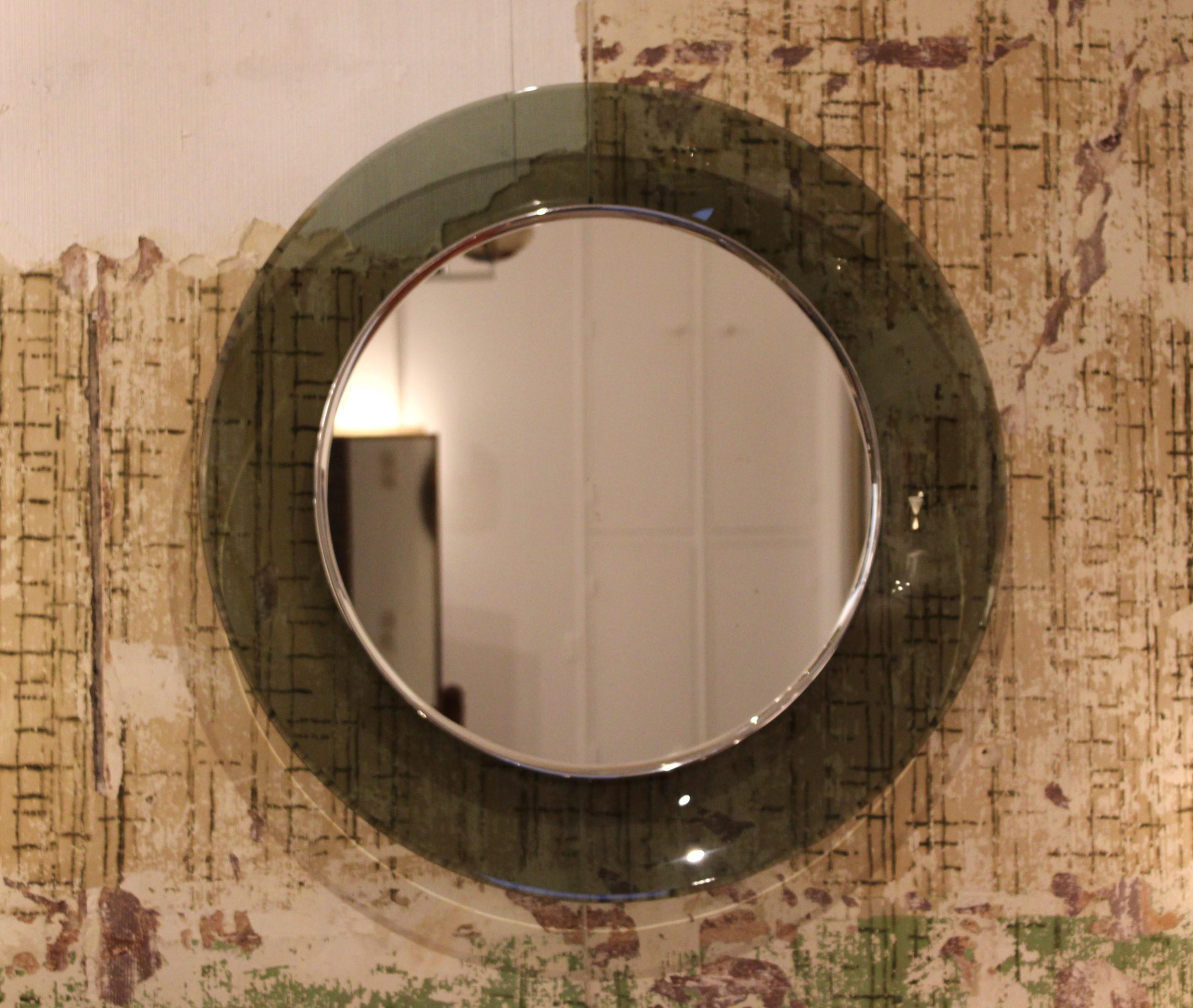 Italian Circular mirror, model 1669 by Max Ingrand for Fontana Arte, Italy, 1960 For Sale