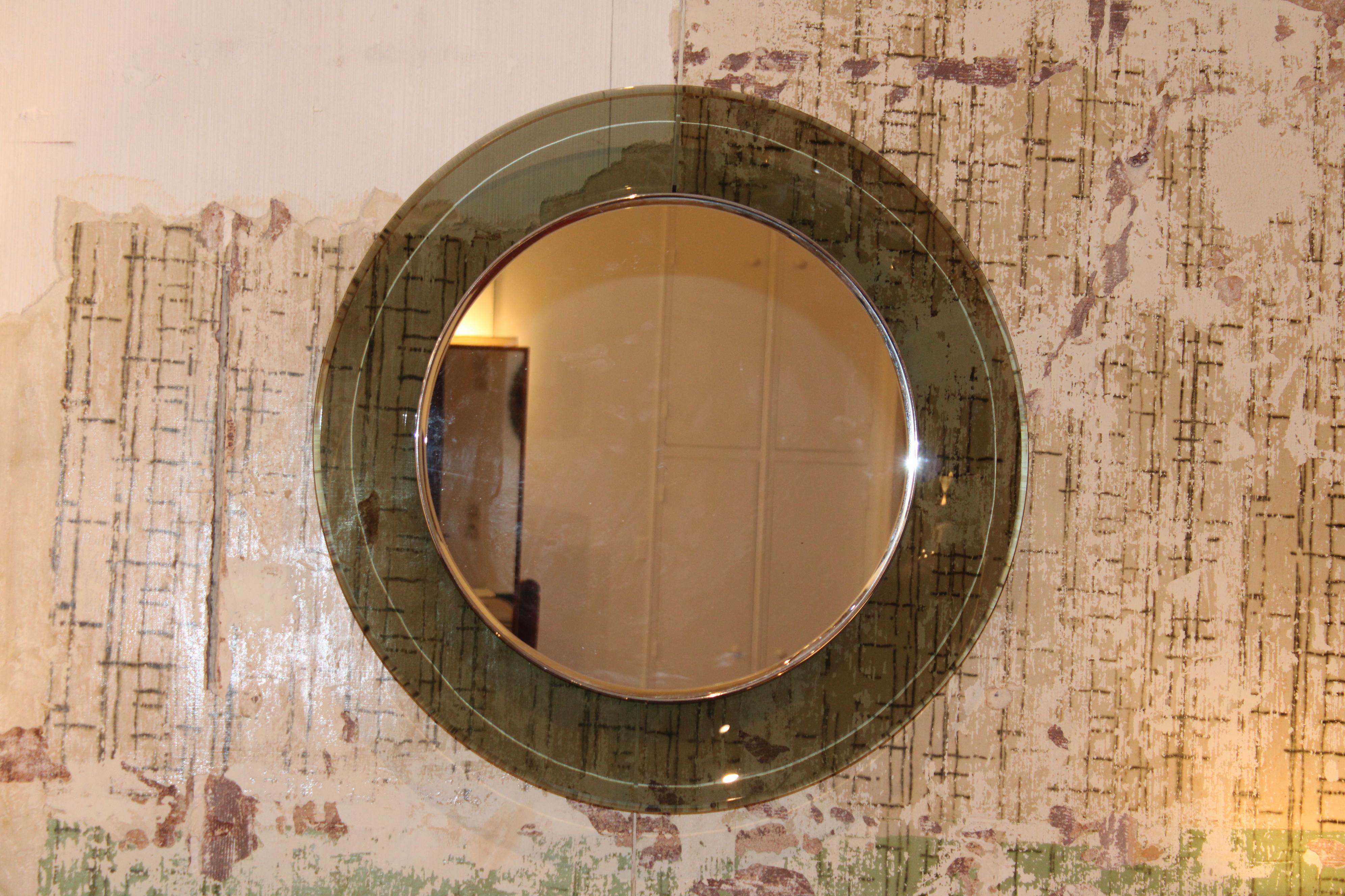 Mid-20th Century Circular mirror, model 1669 by Max Ingrand for Fontana Arte, Italy, 1960 For Sale
