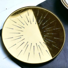 Circular mirror with gold and mother of pearl