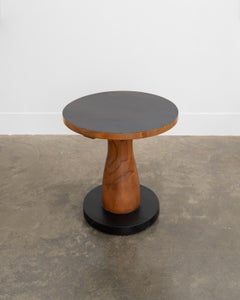Runder modernistischer Teakholz-Sockeltisch