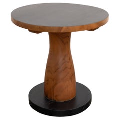 Runder modernistischer Teakholz-Sockeltisch