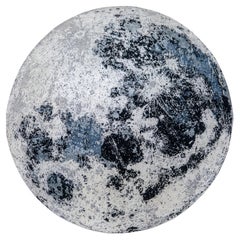 Circular Moon Figurative Carpet Hand Knotted Wool India Round Rug Design Italy