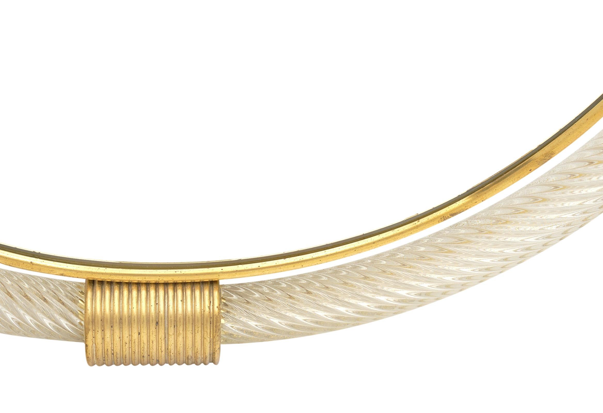 Gold Circular Murano Glass “Torsado” Mirror by Fuga