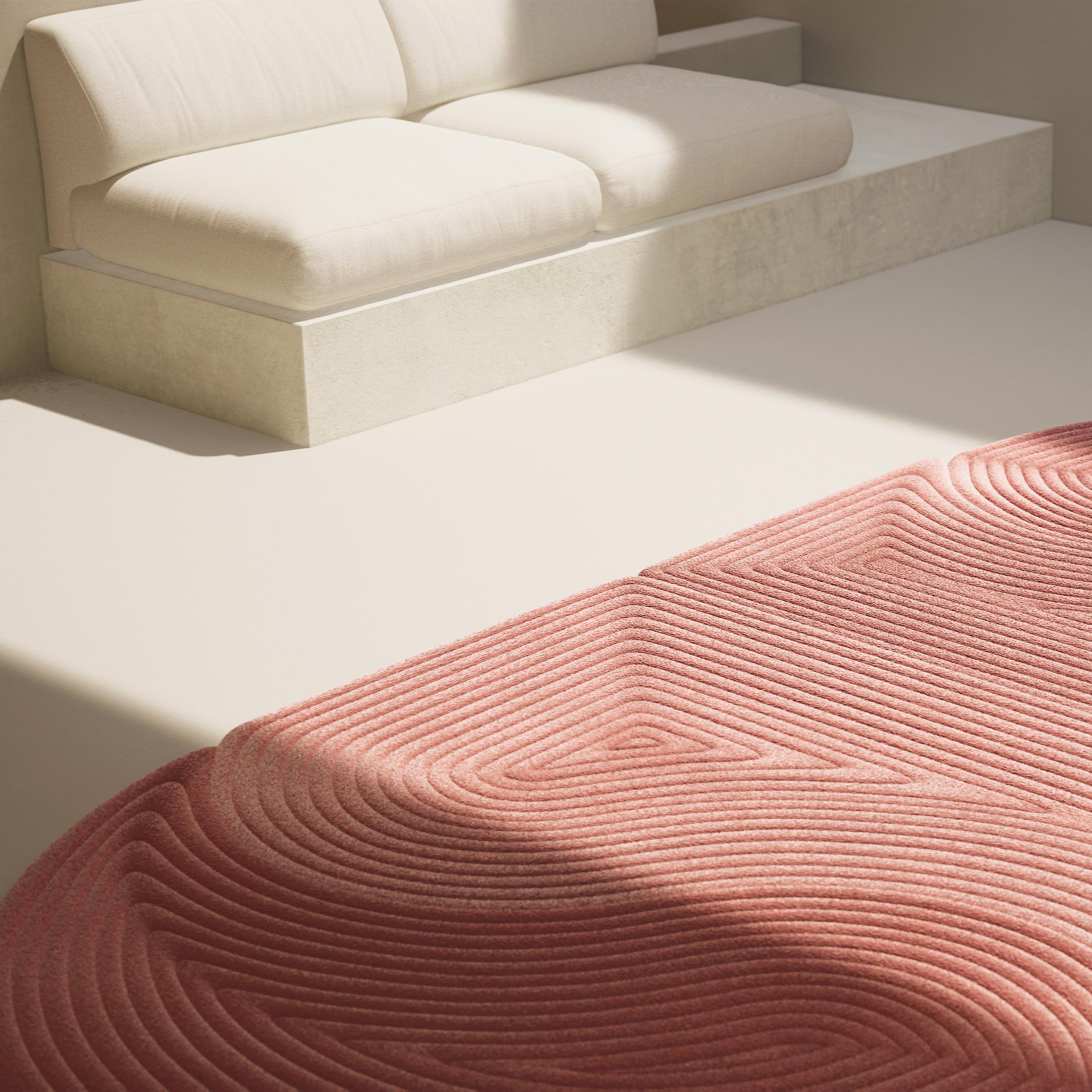 Modularer zeitgenössischer Teppich „Circular Niwa“ aus 100 % Wolle, mexikanisches Design (Organische Moderne) im Angebot