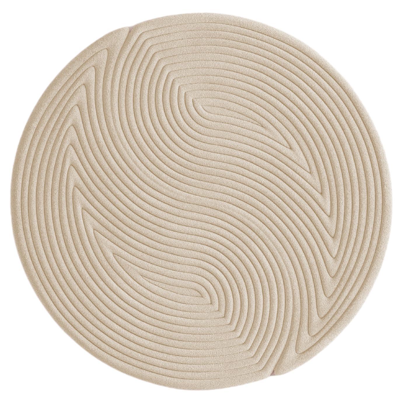 "Circular Niwa" 100% Wool Modular Contemporary Rug, Mexican Design For Sale