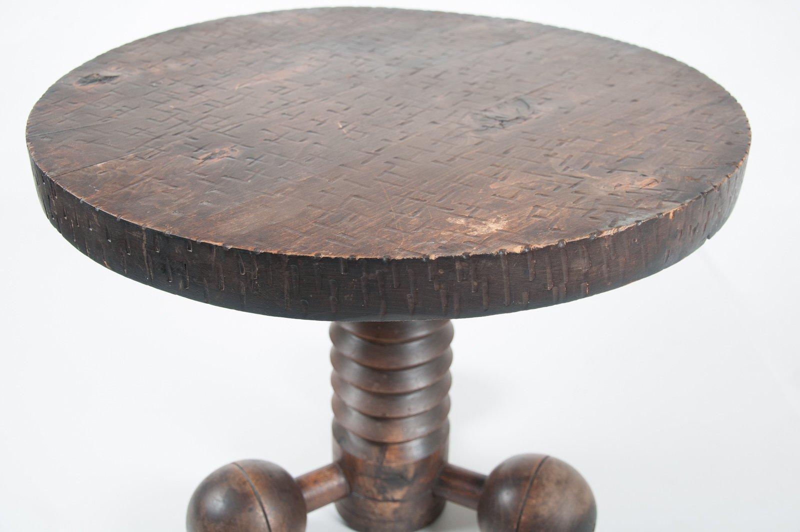 Walnut Circular Occasional Table by Charles Dudouyt