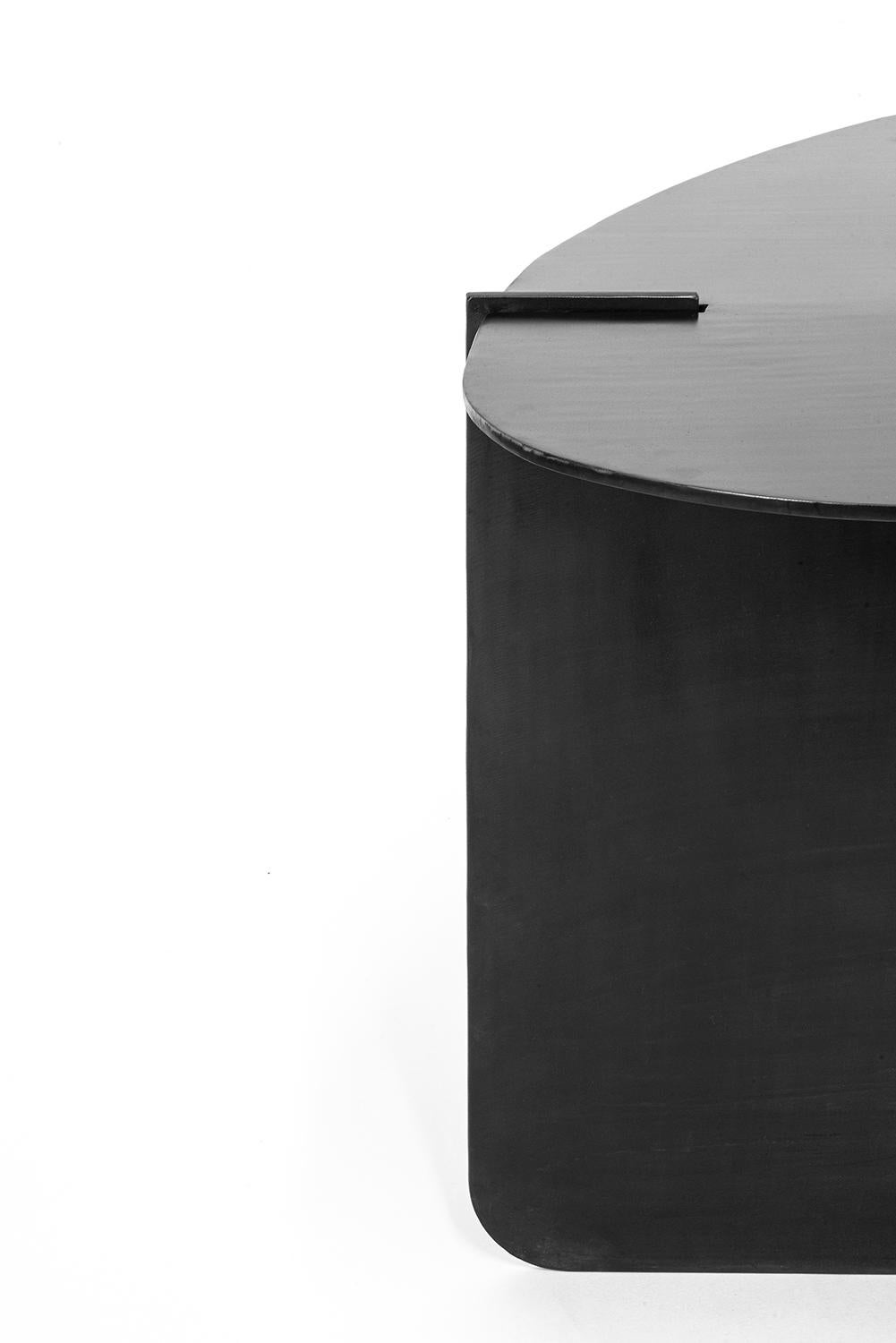 American Circular Office/ Dining Table Organic Black Modern Contemporary Blackened Steel For Sale