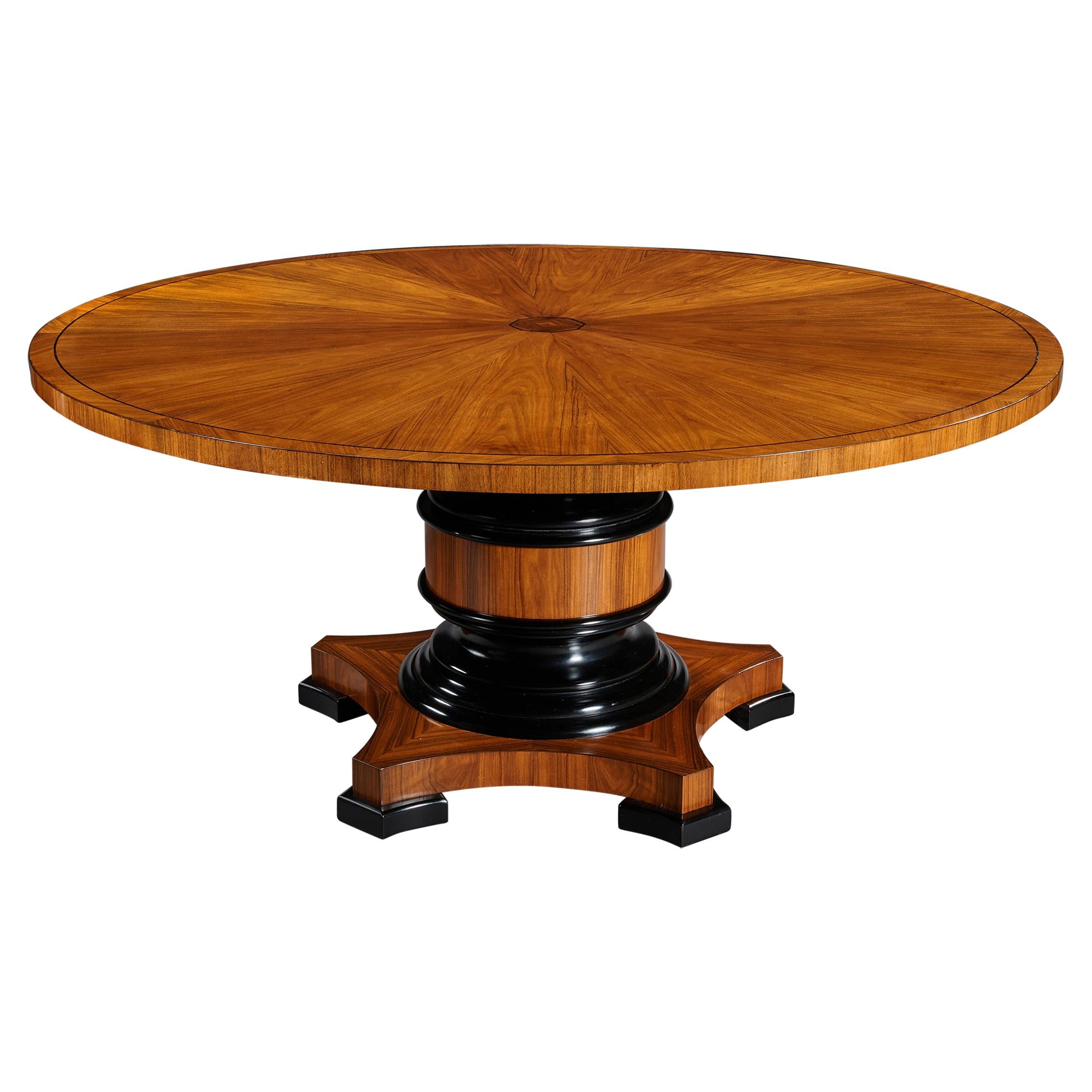 Circular Olive Wood and Ebony Dining Table