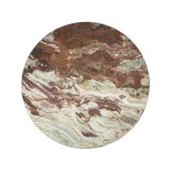 Mid-Century Modern Italian Round Coffee Table with Onyx Top and Sleek Steel Fram