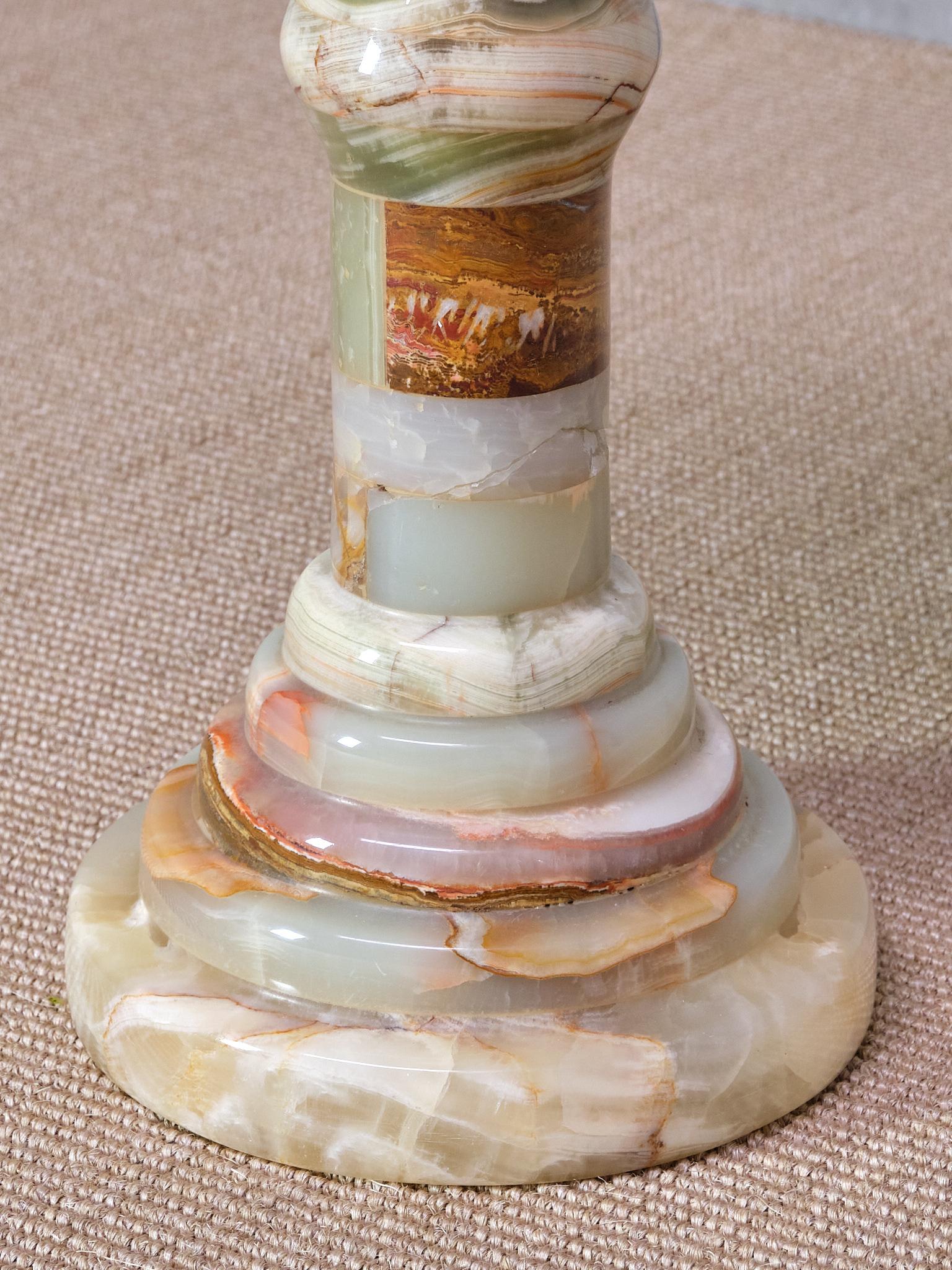 Circular Onyx Side Table with Pedestal Base, Italy, 1960s 4
