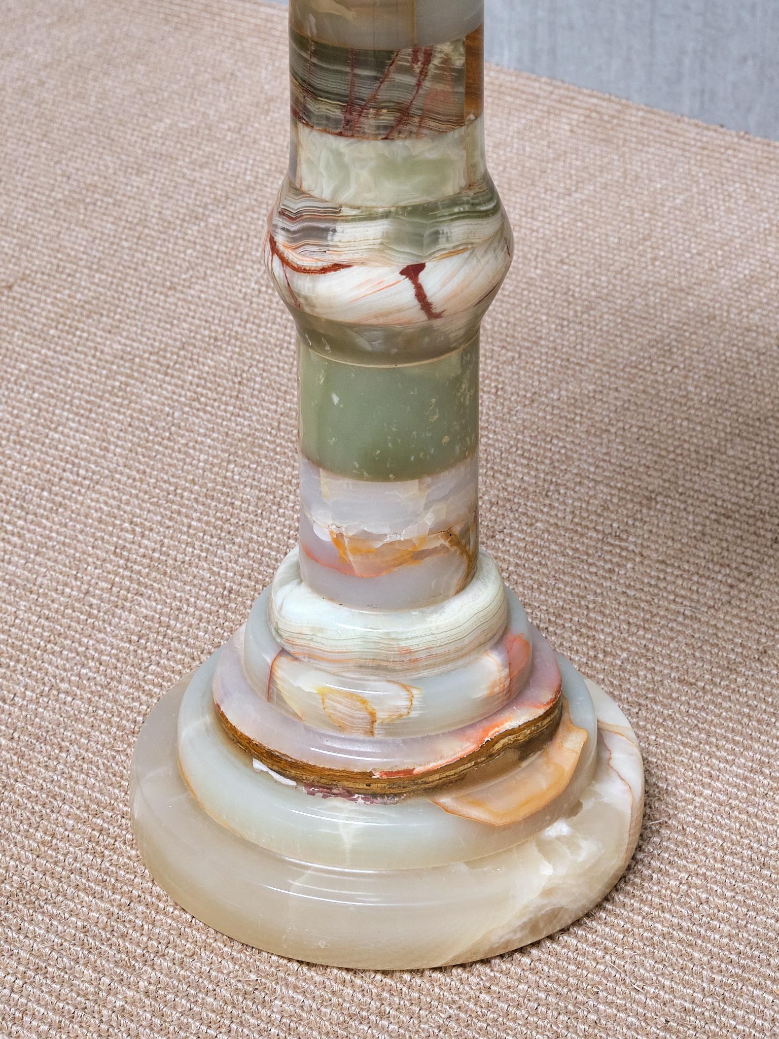 Mid-20th Century Circular Onyx Side Table with Pedestal Base, Italy, 1960s