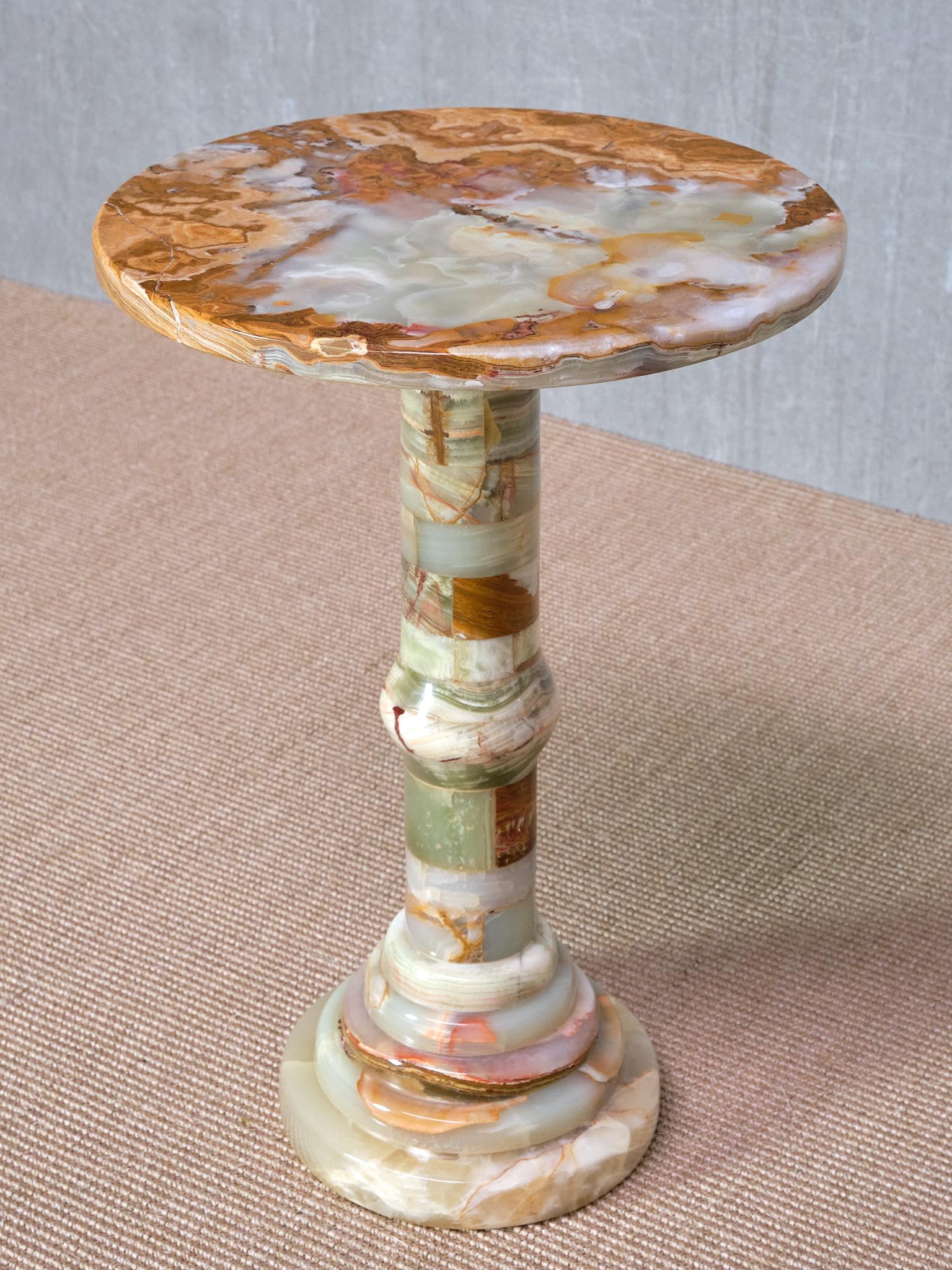 Circular Onyx Side Table with Pedestal Base, Italy, 1960s 1