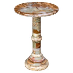 Circular Onyx Side Table with Pedestal Base, Italy, 1960s