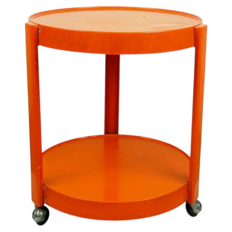Vintage Italian Space Age Plastic Bar Trolley, Orange, 1970s, 47cm