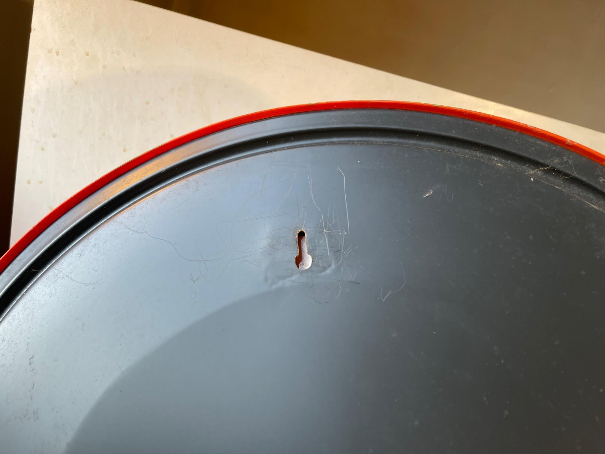 Molded Circular Orange Space Age Wall Mirror, Danish 1970s