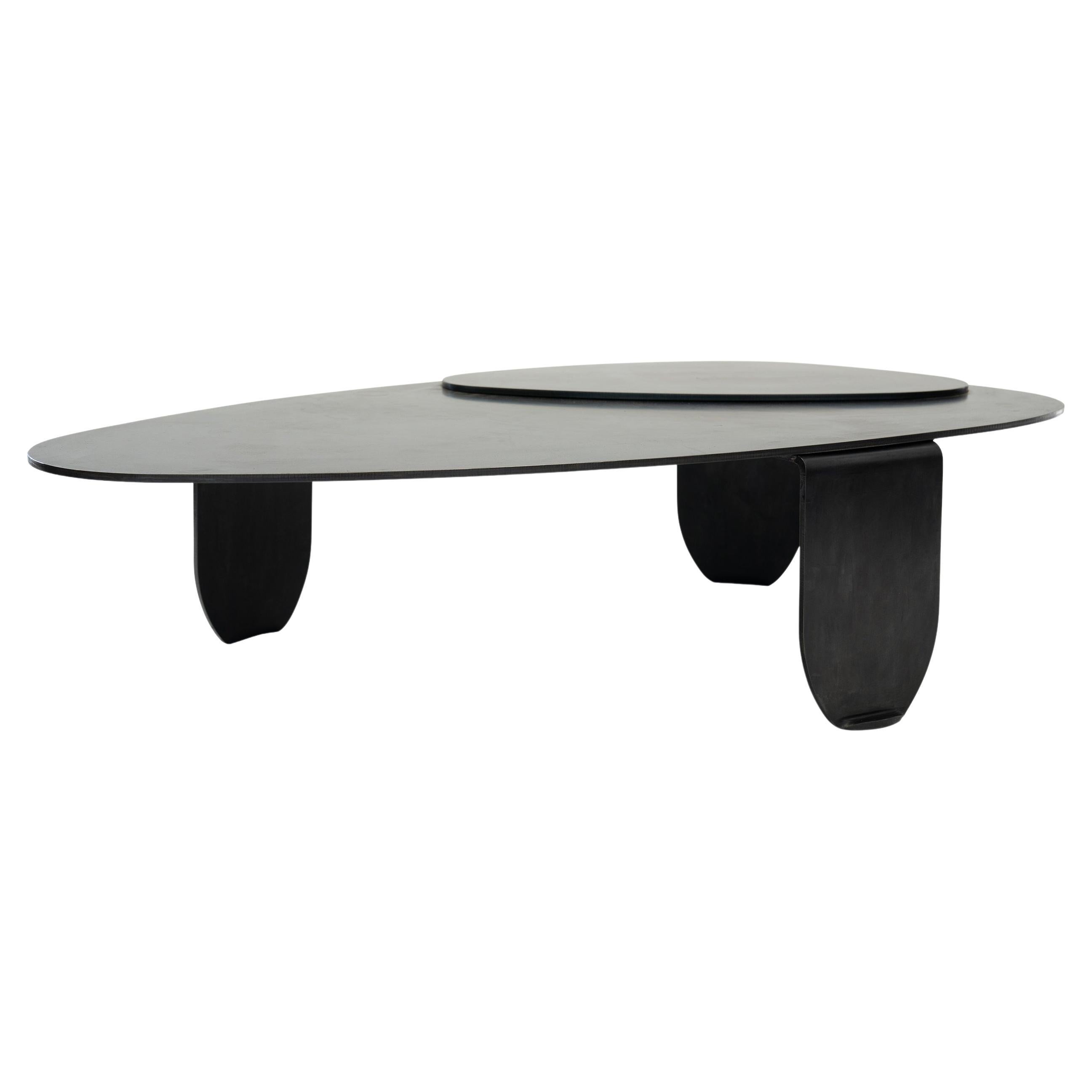 Circular/Organic Shape Coffee Table Black Modern/Contemporary Blackened Steel