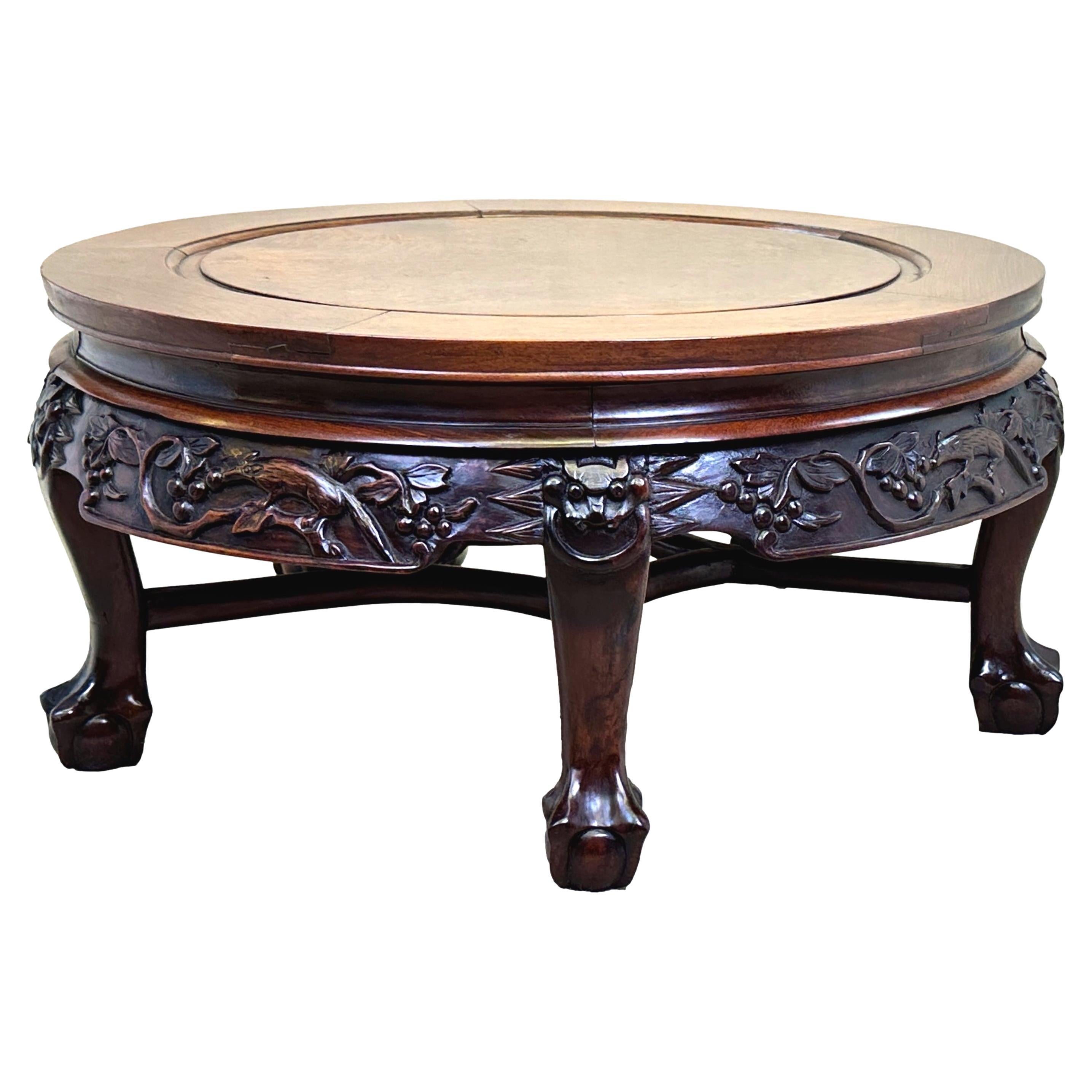 Circular Oriental Hardwood Coffee Table For Sale