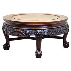 Table basse circulaire en bois dur oriental