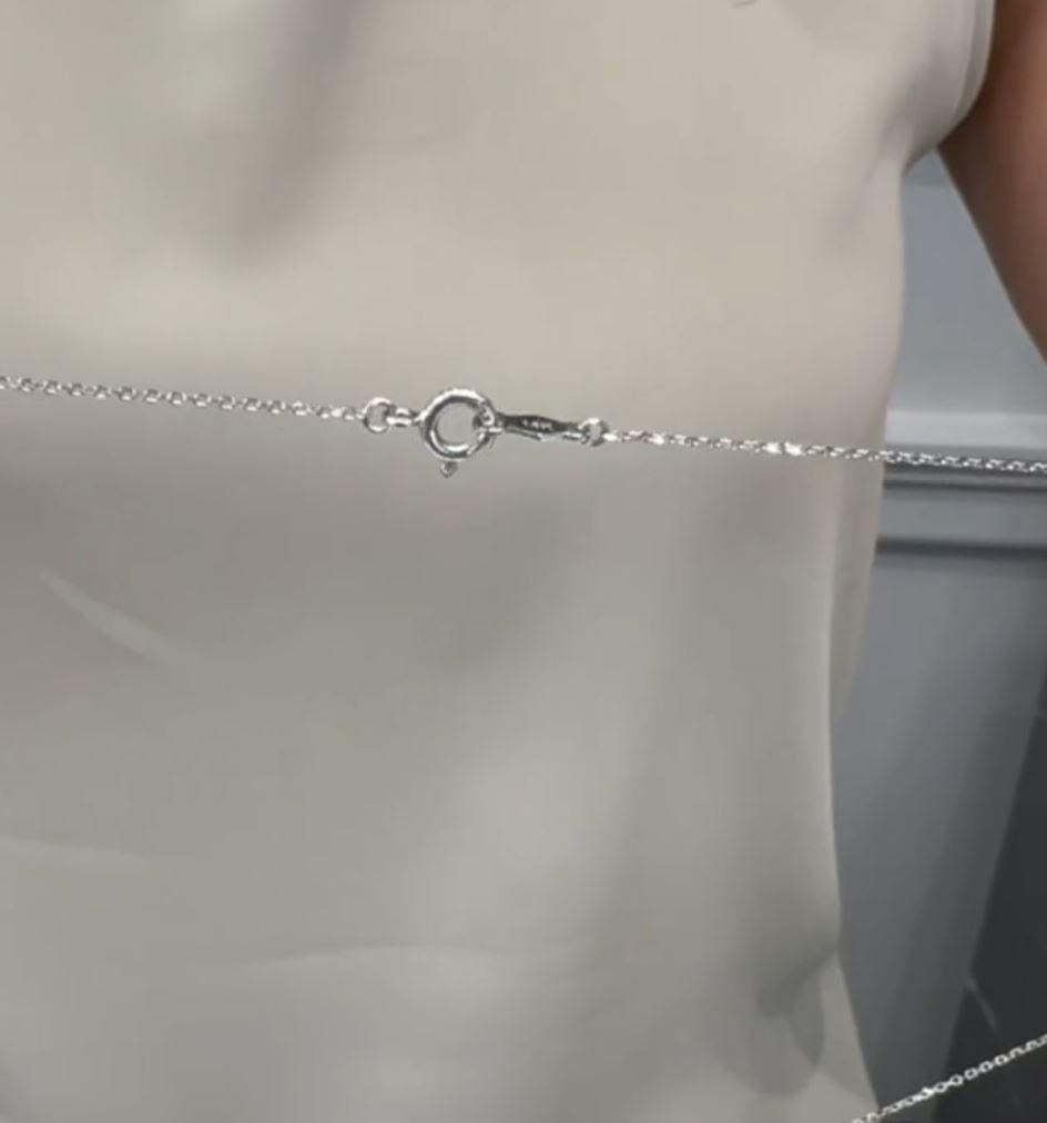 Circular Pendant Necklace with 0.47 Ct Round Pave Set Diamonds in 14K White Gold For Sale 1