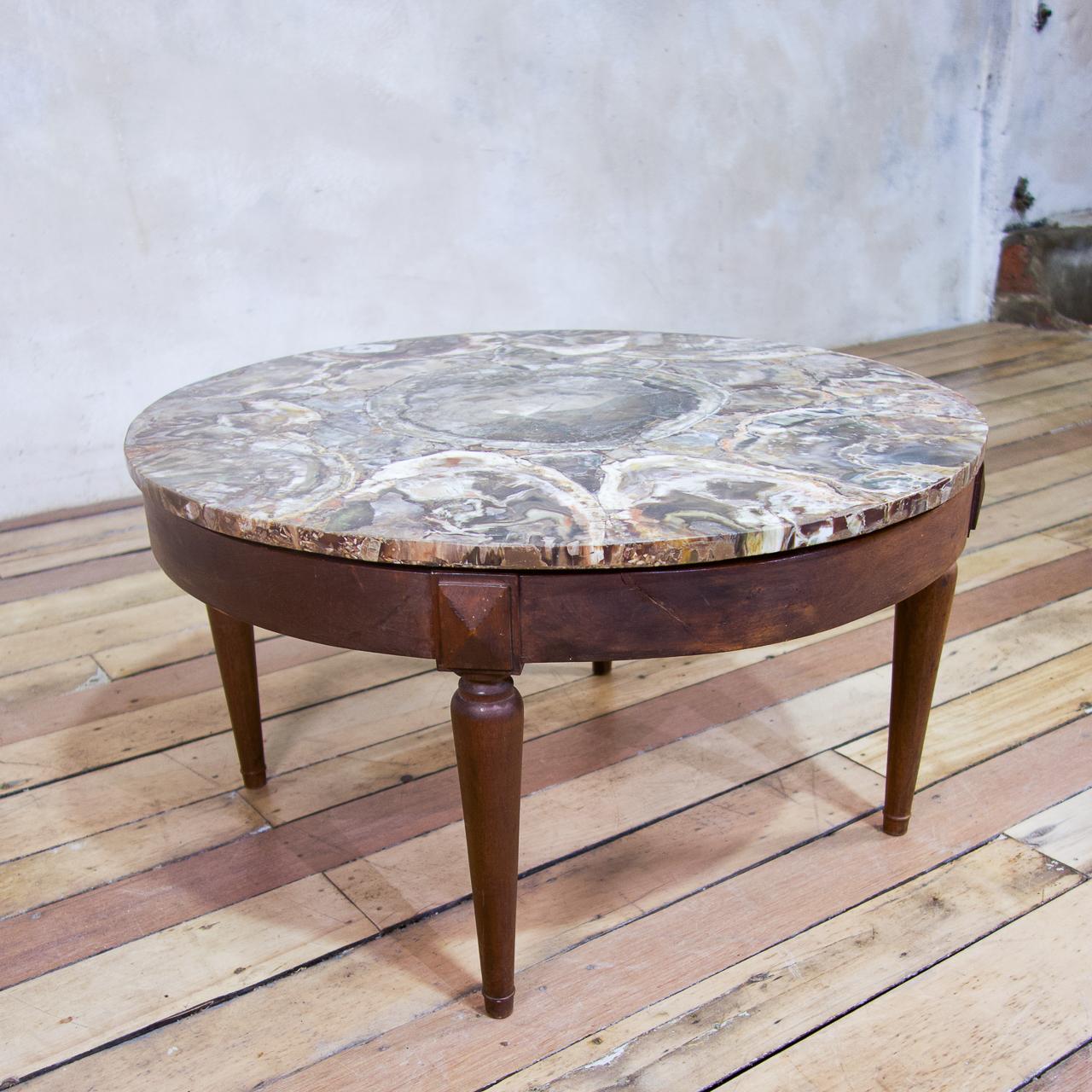 A 19th Century Small Circular Walnut Petrified Wood Low Coffee Table - Fossil  In Good Condition In Basingstoke, Hampshire