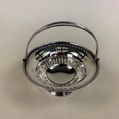 Circular Pierced Silver Sweetmeat Dish with Handle