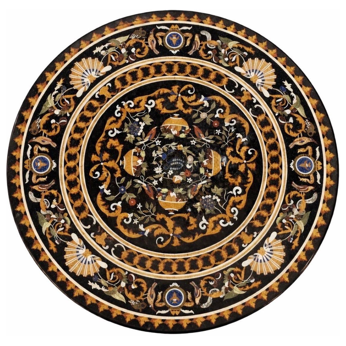 Circular Pietra, Dura specimen marble table Top. Florentine style 60."